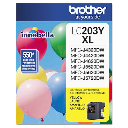 Brother Ink Cartridge, High Yield, Yellow LC203Y