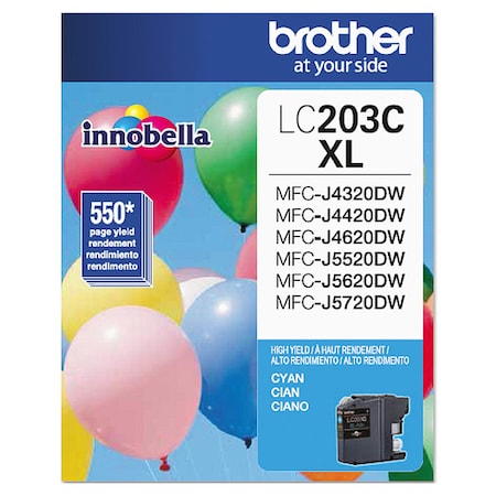Brother Ink Cartridge, High Yield, Cyan LC203C
