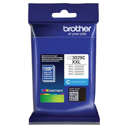Brother Brother Genuine LC3029C INKvestment Super High Yield Cyan Ink Cartridge - Inkjet - Super High Yield - Cyan LC3029C