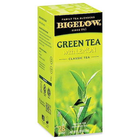 Bigelow Tea, Green Tea with Lemon, Tea Bag, Caffeinated, Tea Bags, 1.28 oz, 28 PK RCB10346