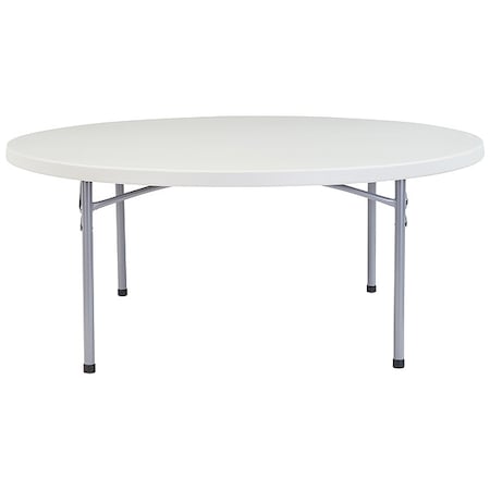 NATIONAL PUBLIC SEATING Round Folding Table, 71" W, 29-1/2" H, Blow-molded plastic Top, Speckled Gray BT-71R