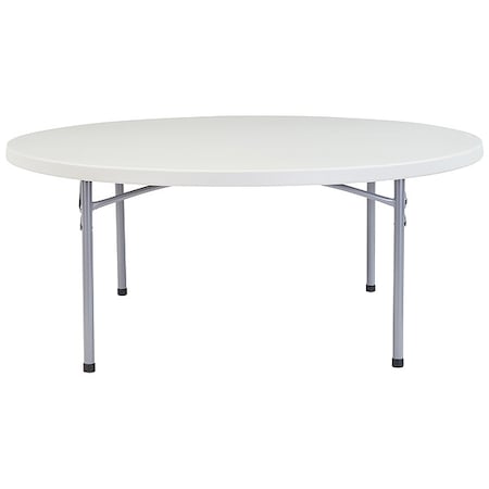 National Public Seating Round Folding Table, 71" W, 29-1/2" H, Blow-molded plastic Top, Speckled Gray BT-71R