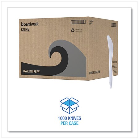Zoro Select Disposable Knife, White, Plastic, PK1000, Wrapped/Unwrapped: Wrapped V01796