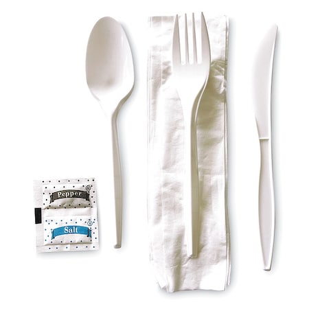 Zoro Select Disp Cutlery Set, White, Med Weight, PK250 V01818