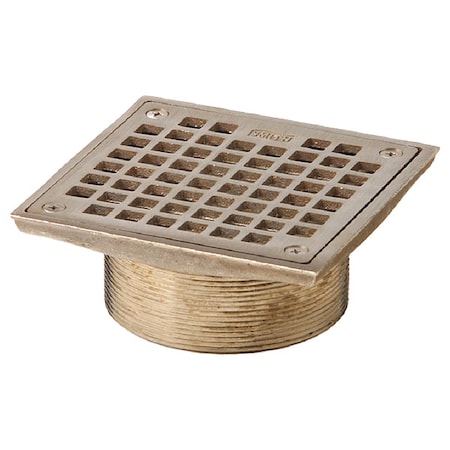 Jay R. Smith Manufacturing Square Commercial Grate, Nickel Bronze, 3-3/4", threaded B05NB