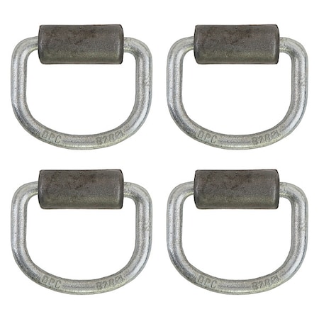 Buyers Products D-Ring, 6,000 lb, 19/50 in, Corrosion-Resistant Zinc Plating, Not Approved for Lifting, Weld-on Bracket, 4PK B28F4