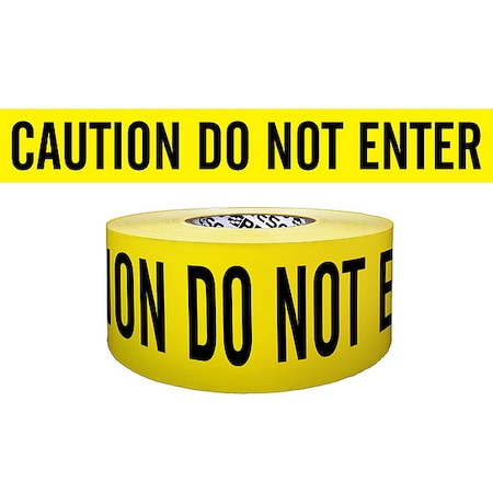 Zoro Select Barricade Tape, Caution Do Not Enter, Yellow, 3 in Wide x 1,000 ft Length, Polyethylene, 3 mil B3103Y9-200