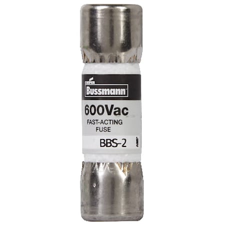 Eaton Bussmann Midget Fuse, Fast-Acting, 2A, 600V AC, Non-Indicating, 10kA at 600V AC BBS-2