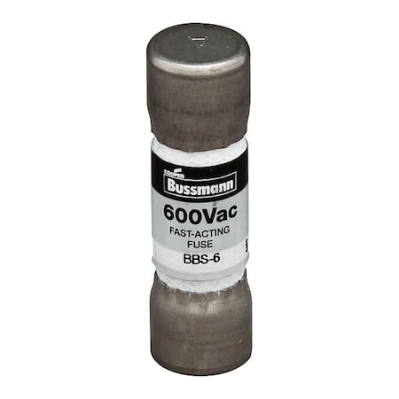 Eaton Bussmann Midget Fuse, Fast-Acting, 6A, 600V AC, Non-Indicating, 10kA at 600V AC BBS-6
