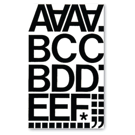 Chartpak Press-On Letters, Vinyl, 2", Black, PK77 01050