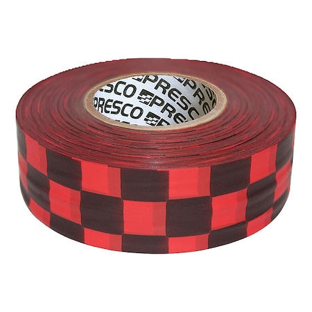 Zoro Select Flagging Tape, No Legend, Black/Red, 1 3/16 in Wide x 300 ft Length, Vinyl, 2 mil CKRBK-200