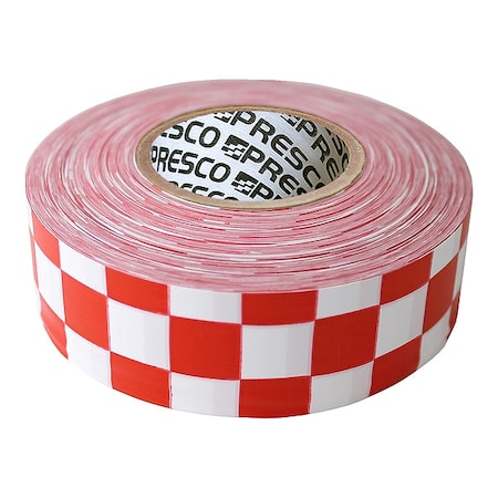 Zoro Select Flagging Tape, No Legend, Red/White, 1 3/16 in Wide x 300 ft Length, Vinyl, 2 mil CKWR-200