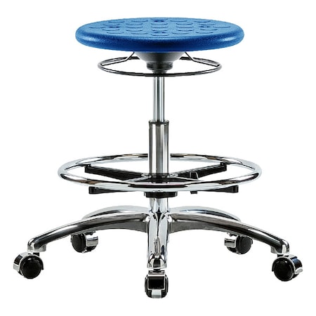 Zoro Select Stool, Polyurethane, Blue, 19 1/4 in to 27 in Seat Height CLR-IPMBSO-CR-CF-CC-BLU