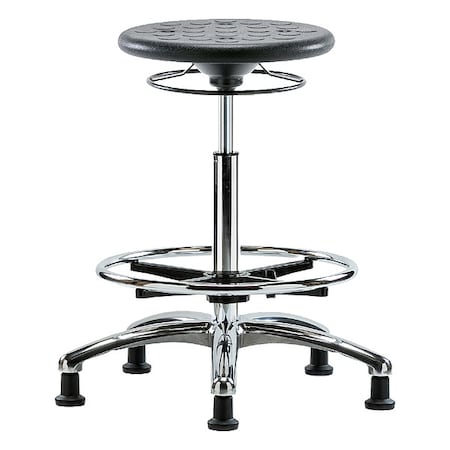 Zoro Select Cleanroom Stool, Polyurethane, Black, 23 1/2 in to 33 1/2 in Seat Height CLR-IPHBSO-CR-CF-RG-BLK