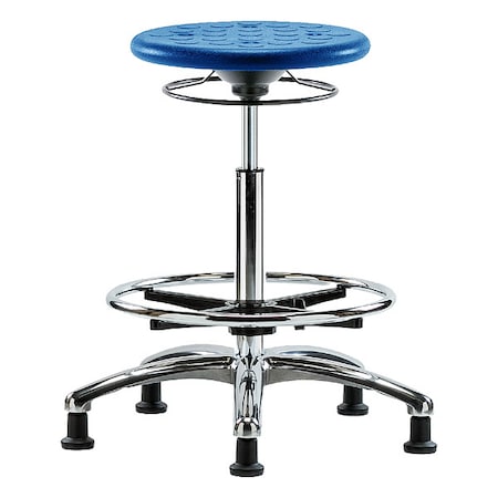 Zoro Select Cleanroom Stool, Polyurethane, Blue, 23 1/2 in to 33 1/2 in Seat Height CLR-IPHBSO-CR-CF-RG-BLU