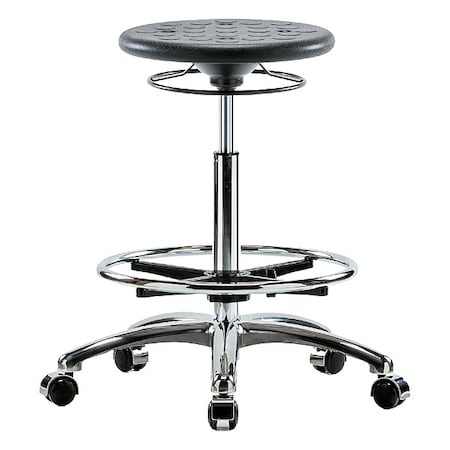 Zoro Select Cleanroom Stool, Polyurethane, Black, 23 1/2 in to 33 1/2 in Seat Height CLR-IPHBSO-CR-CF-CC-BLK