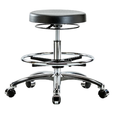 Zoro Select Poly Med Ben Stool, Chrm, CF, Casters, CL10 BR-CLR-PMBSO-CR-CF-CC