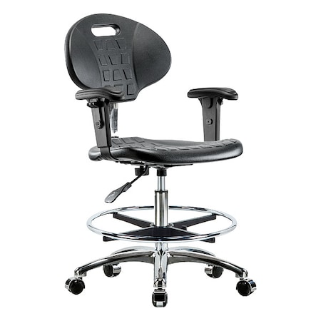 Zoro Select ESD Task Chair, Adjustable Arms, 19-1/2" to 27" Height, Black BR-CLR-TPMBCH-CR-A1-CF-CC-BLK