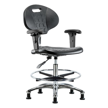 Zoro Select ESD Task Chair, Adjustable Arms, 19-1/2" to 27" Height, Black BR-CLR-TPMBCH-CR-A1-CF-RG-BLK