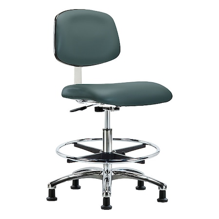 Zoro Select Clean Room Chair Ergonomic Chair, 21-1/2" to 29" Height, Vinyl, Colonial Blue BR-CLR-VMBCH-CR-CF-RG-8546