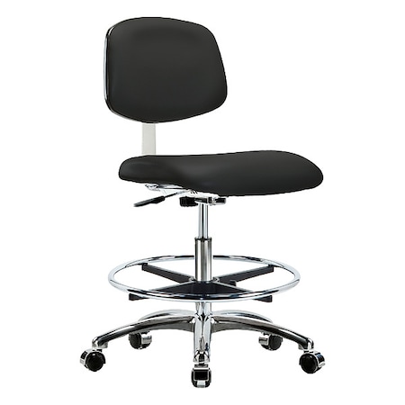 Zoro Select Clean Room Chair Ergonomic Chair, 21-1/2" to 29" Height, Vinyl, Black BR-CLR-VMBCH-CR-CF-CC-8540