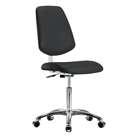 Zoro Select Cleanroom Task Chair, Vinyl (Antibacterial), Black, 21-1/2 in to 29 in Seat Height, Rolling BR-CLR-VMBCH-MB-CR-NF-CC-8540