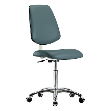 Zoro Select Cleanroom Task Chair, Vinyl (Antibacterial), Blue, 21-1/2 in to 29 in Seat Height, Rolling BR-CLR-VMBCH-MB-CR-NF-CC-8546
