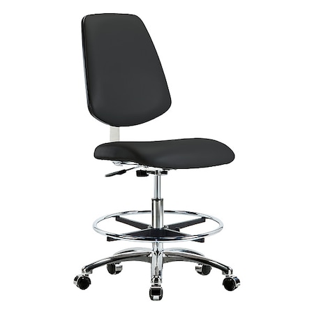 Zoro Select Cleanroom Task Chair, Vinyl (Antibacterial), Black, 21-1/2 in to 29 in Seat Height, Rolling BR-CLR-VMBCH-MB-CR-CF-CC-8540
