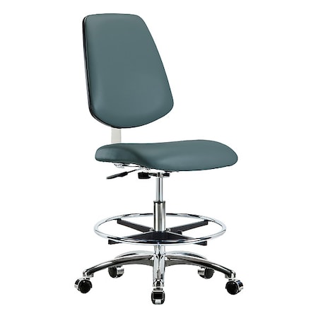 Zoro Select Cleanroom Task Chair, Vinyl (Antibacterial), Blue, 21-1/2 in to 29 in Seat Height, Rolling BR-CLR-VMBCH-MB-CR-CF-CC-8546