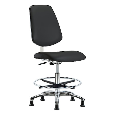 Zoro Select Cleanroom Task Chair, Vinyl (Antibacterial), Black, 21-1/2 in to 29 in Seat Height BR-CLR-VMBCH-MB-CR-CF-RG-8540