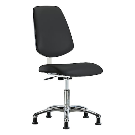 Zoro Select Cleanroom Chair, Vinyl (Antibacterial), Black, 18-1/2 in to 23-3/4 in Seat Height BR-CLR-VDHCH-MB-CR-RG-8540