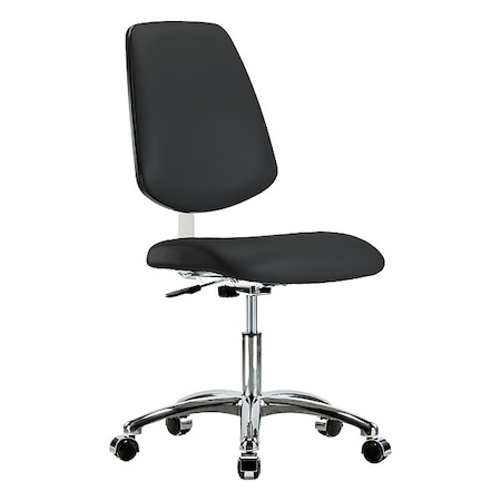 Zoro Select Cleanroom Chair, Vinyl (Antibacterial), Black, 18-1/2 in to 23-3/4 in Seat Height, Rolling BR-CLR-VDHCH-MB-CR-CC-8540