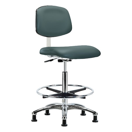 Zoro Select Clean Room Chair Ergonomic Chair, 25-3/4" to 35-1/2" Height, Vinyl, Colonial Blue BR-CLR-VHBCH-CR-CF-RG-8546