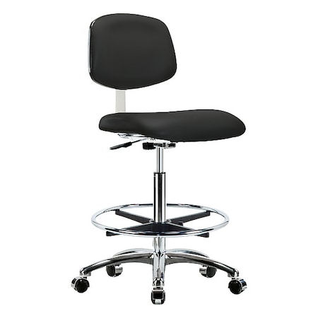 Zoro Select Clean Room Chair Ergonomic Chair, 25-3/4" to 35-1/2" Height, Vinyl, Black BR-CLR-VHBCH-CR-CF-CC-8540