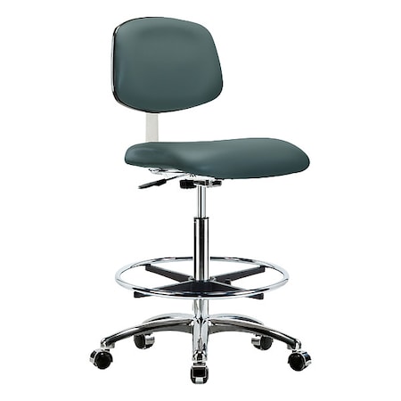 Zoro Select Clean Room Chair Ergonomic Chair, 25-3/4" to 35-1/2" Height, Vinyl, Colonial Blue BR-CLR-VHBCH-CR-CF-CC-8546
