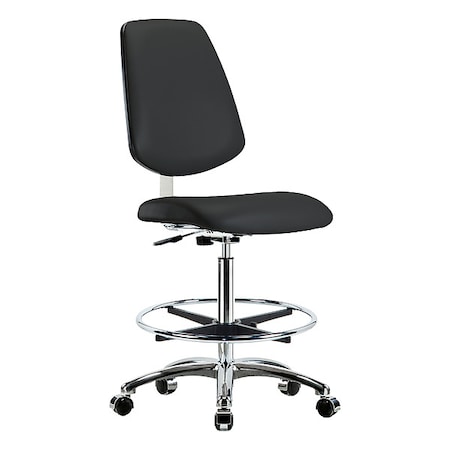 Zoro Select Cleanroom Task Chair, Vinyl (Antibacterial), Black, 25-3/4 in to 35-1/2 in Seat Height, Rolling BR-CLR-VHBCH-MB-CR-CF-CC-8540