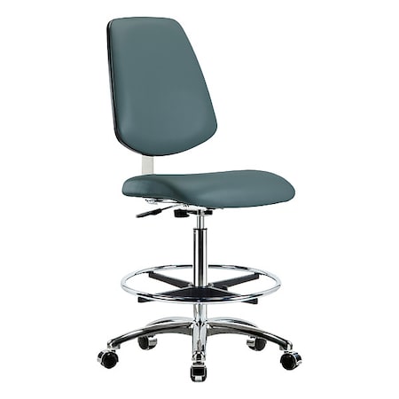 Zoro Select Cleanroom Task Chair, Vinyl (Antibacterial), Blue, 25-3/4 in to 35-1/2 in Seat Height, Rolling BR-CLR-VHBCH-MB-CR-CF-CC-8546