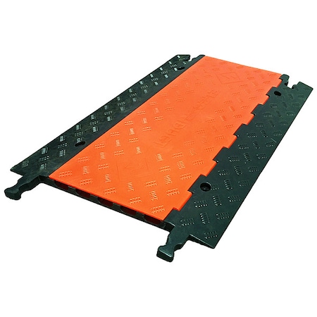 Electriduct Cable Protector, 1 in H, 3 ft L, 27-1/2 in W, 5 Channel, Rubber/PVC, Black, Orange CP-RPS-LP-527-O/B