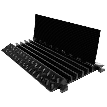Electriduct Cable Protector, 3 in H, 3 ft L, 23-1/2 in W, 5 Channel, Rubber, Black CP-RPS-517-BK