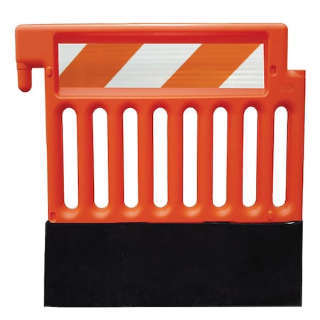Zoro Select Pedestrian Barricade, Polyethylene, 51 lb, Orange CSP-SW38-O-HIPFRHL-35B