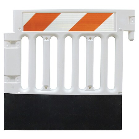 Zoro Select Crowd/Traffic Control Barricade, Polyethylene, 51 lb, White CSP-SW38-W-HIPFRHL-ADA35B