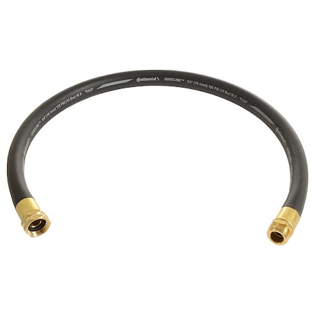 Continental 5/8 in ID x 6 ft L Garden Leader Hose, EPDM Tube, Black, Brass x Brass Fitting CWH058-06MF