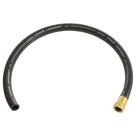 Continental 1/2 in ID x 3 ft L Service Sink Hose, EPDM Tube, Black, Brass Fitting CWH050-03F