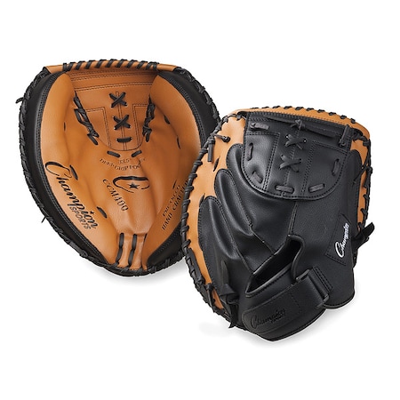 Champion Sports Catcher's Mitt, Synthetic, Black; Brown ccm400
