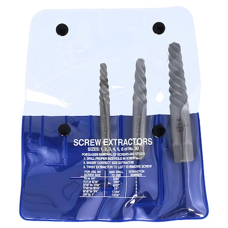 Cleveland Screw Extractor Set, Carbon Steel C00909