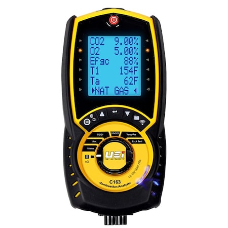 Uei Test Instruments Combustion Analyzer, 32to113F, 21% v/vO2 C163-N