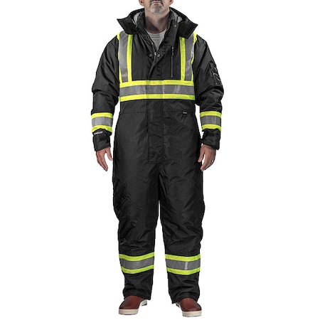 Tingley Cold Gear Type O Coverall, Nylon, 240 g/sq m Fabric Weight, Not Applicable Inseam, Black/Yellow, L C28323C.LG