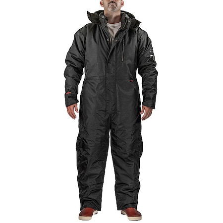 Tingley Cold Gear Coverall, Nylon, 240 g/sq m Fabric Weight, Not Applicable Inseam, Black, 2XL C28343.2X