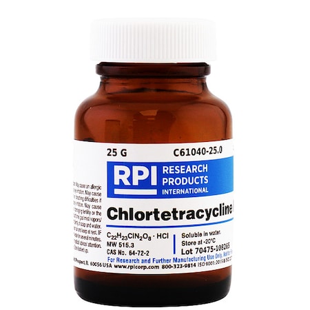 Rpi Chlortetracycline Hydrochloride, 25g C61040-25.0