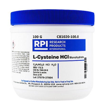 Rpi L-Cysteine HCL, Monohydrate, 100g C81020-100.0